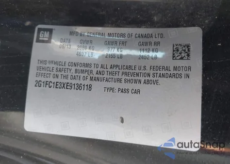 2014 Chevrolet Camaro 2Lt from USA, damaged, VIN 2G1FC1E3XE9136118